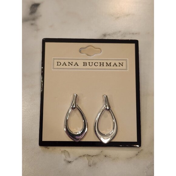 Dana Buchman Silver-Tone Teardrop Earrings Lightweight Elegant Style - Picture 1 of 5